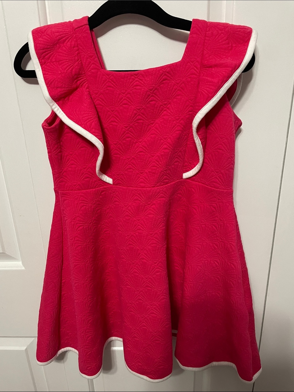 Janie and Jack Hot Pink Dress with White Trim